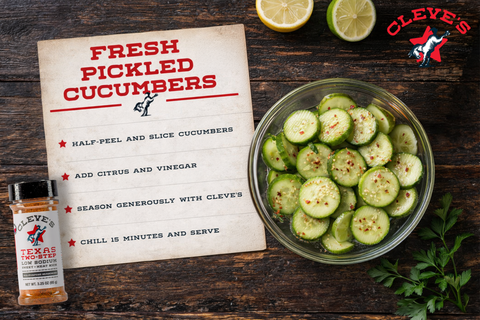 Fresh Pickled Cucumbers Recipe with Texas Two-Step