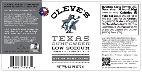 Cleve's Texas Gunpowder Charcoal + Smoke Kick 9.5 oz